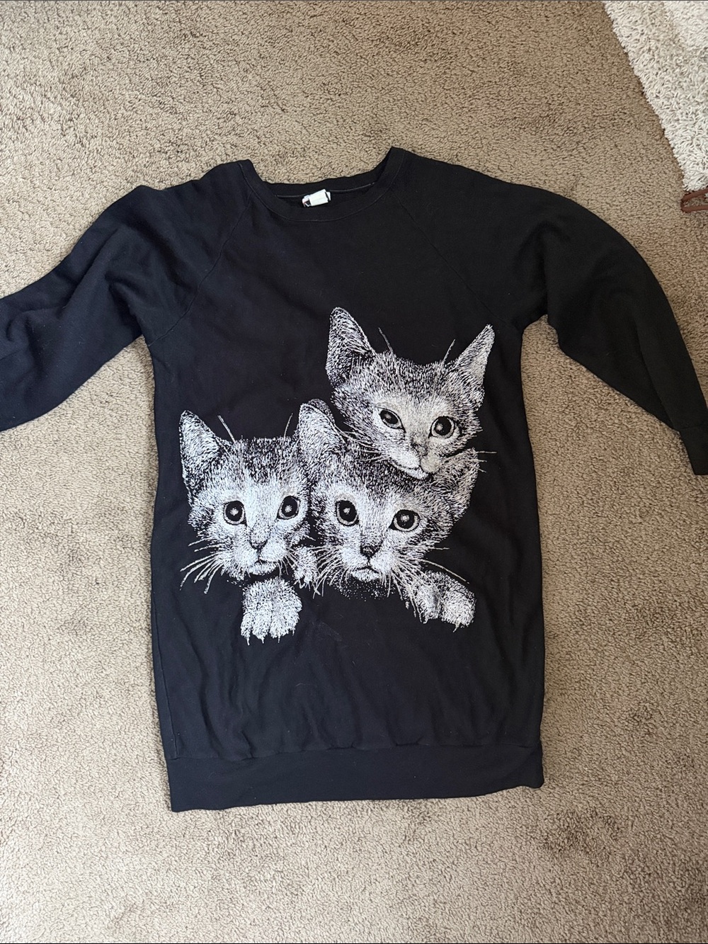 Vintage kitten sweatshirt dress